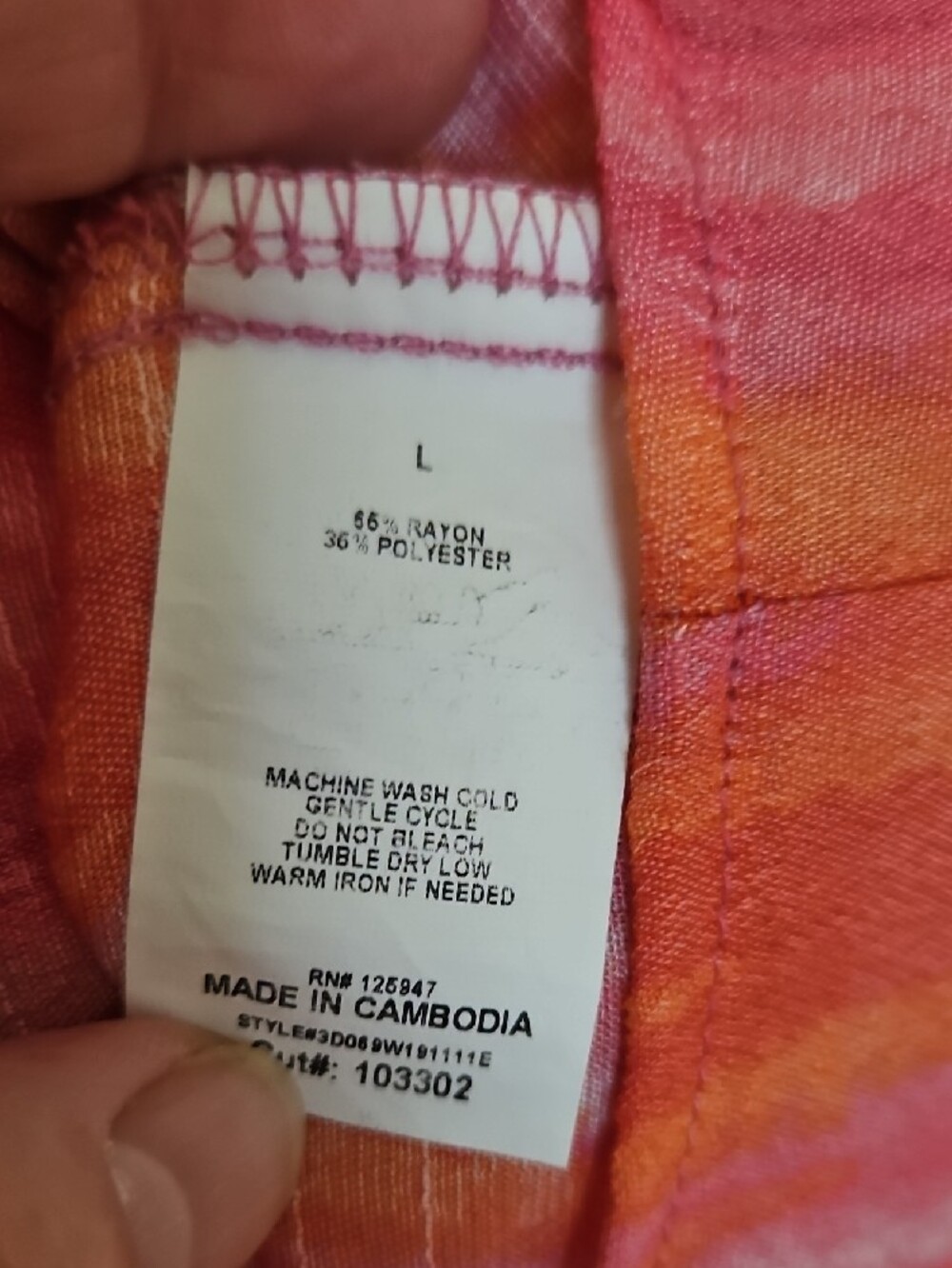 Ava & Grace Pink and Orange Watercolor Stripe Roll-Tab Tunic Shirt - Picture 3 of 7
